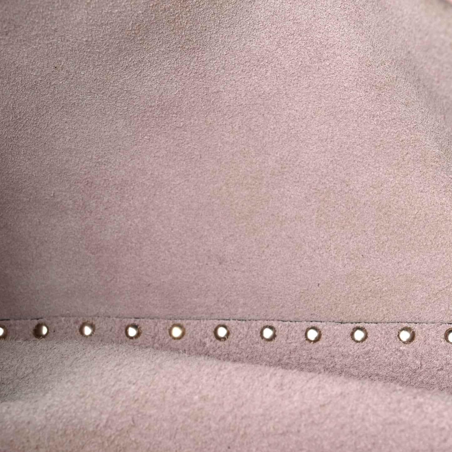Grained Calfskin Small Rockstud Tote Water Rose