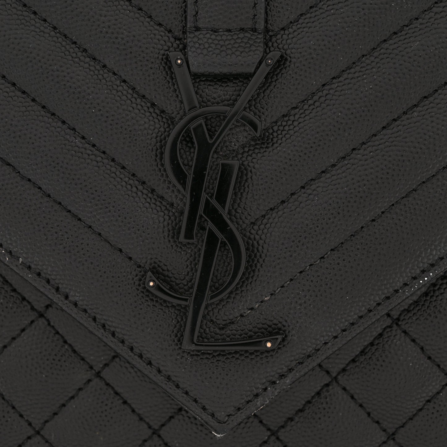 Grain De Poudre Textured Mixed Matelasse Large Triquilt Monogram Monochrome Satchel Black