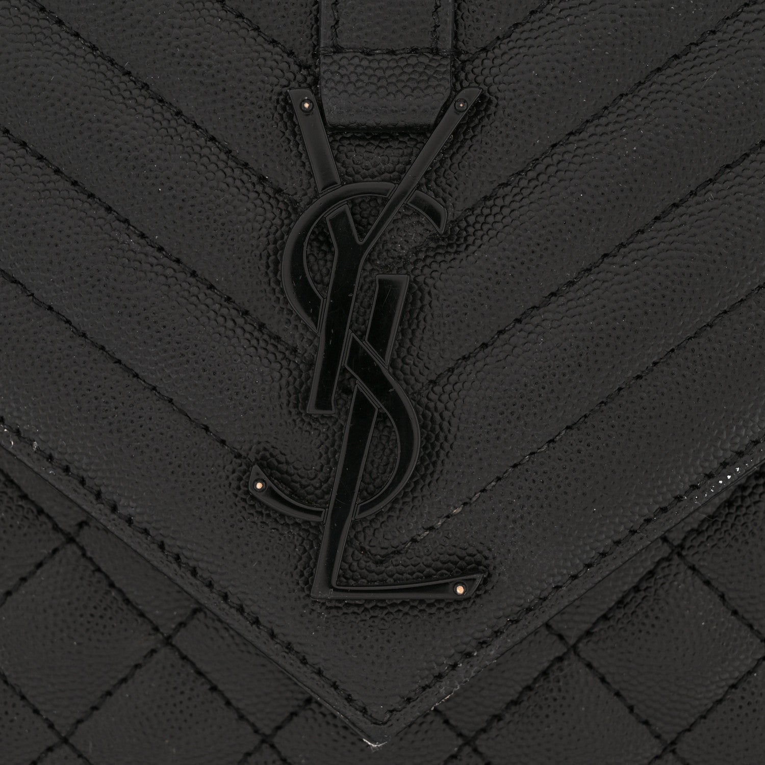 Saint Laurent Grain De Poudre Textured Mixed Matelasse Large Triquilt Monogram Monochrome Satchel Black 14 of 15