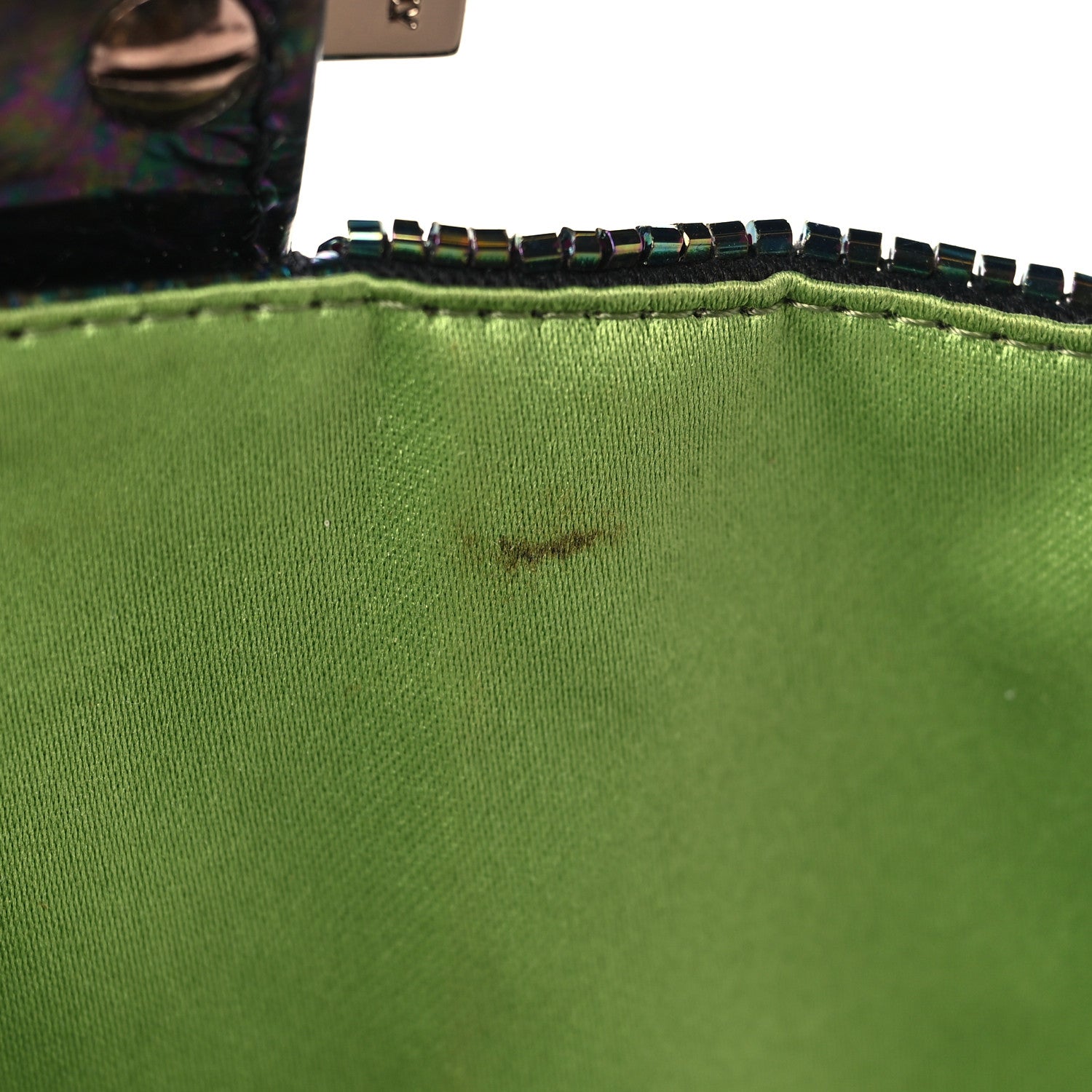Fendi Metallic Calfskin Peacock Beaded Baguette Multicolor 11 of 11