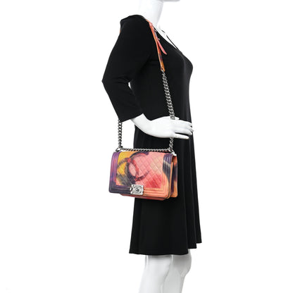 Chanel Printed Lambskin Quilted Medium Flower Power Boy Flap 2 of 21