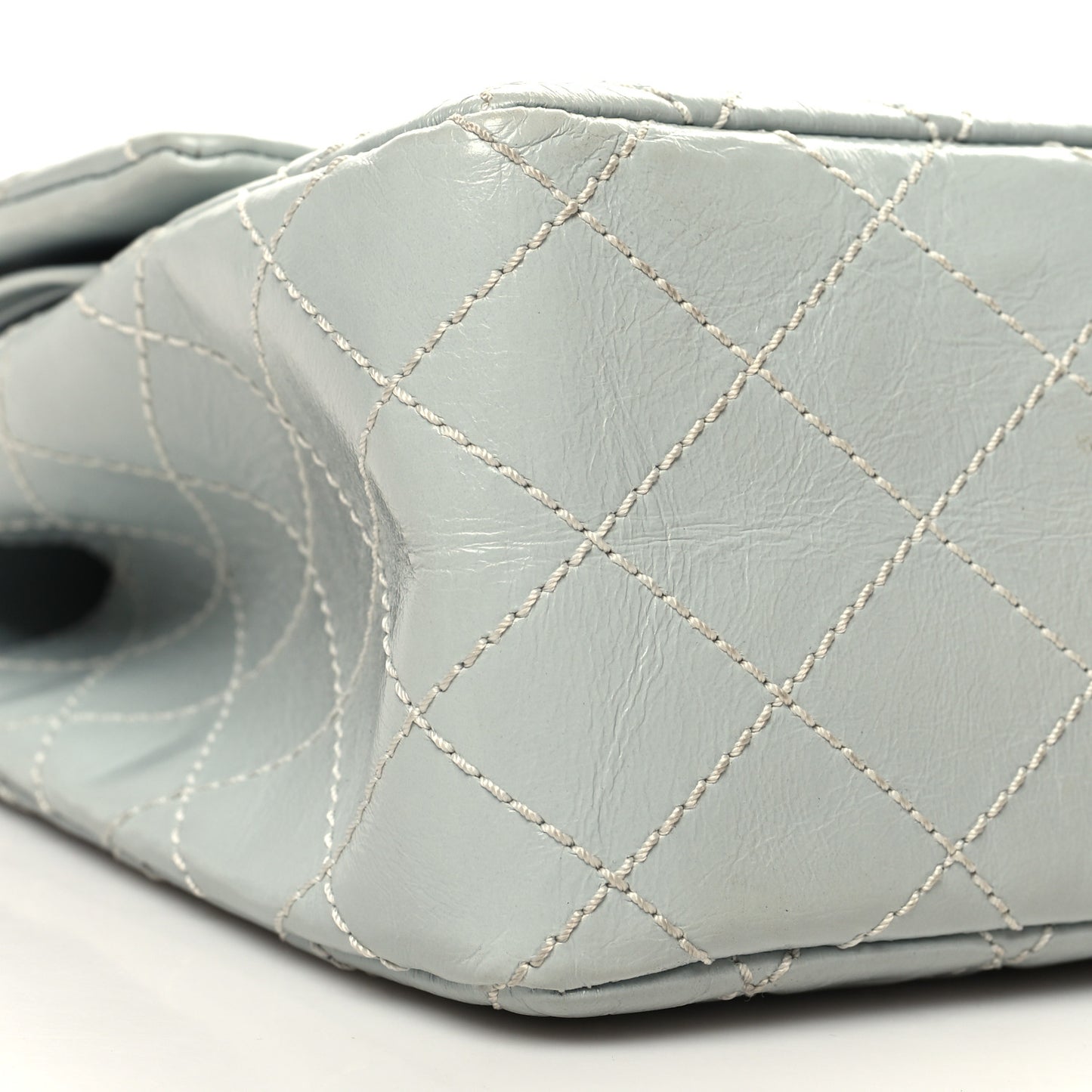 Glazed Calfskin Quilted Surpique 2.55 Reissue Flap Light Blue