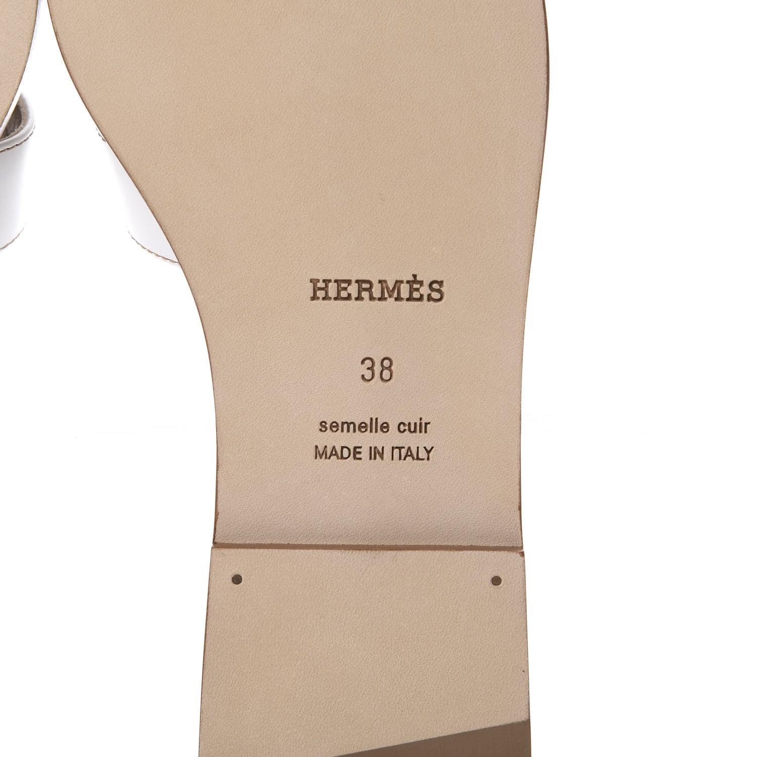 Hermes Box Calfskin Oran Sandals 38 White 6 of 7
