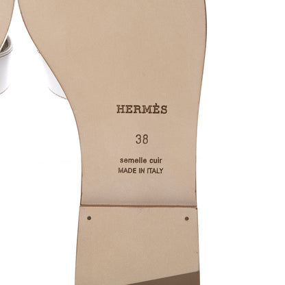 Hermes Box Calfskin Oran Sandals 38 White 6 of 7
