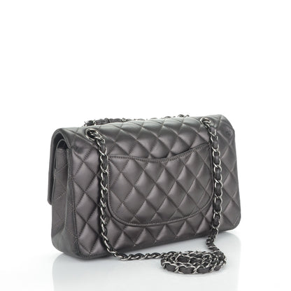 Chanel Metallic Lambskin Medium Double Flap Dark Grey 3 of 7