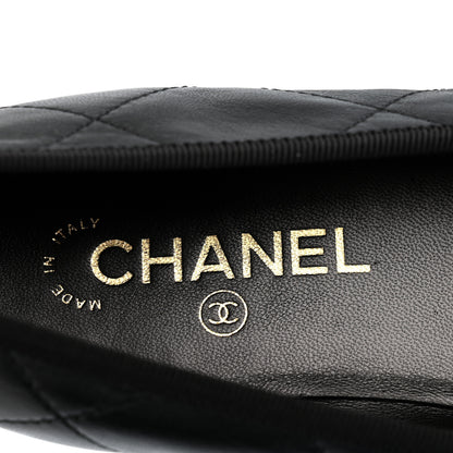 Chanel Lambskin Quilted CC Cambon Ballet Flats 39 Black White 8 of 10