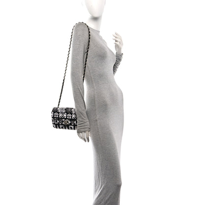 Chanel Cashmere Knit Coco Neige Flap Black White 2 of 10