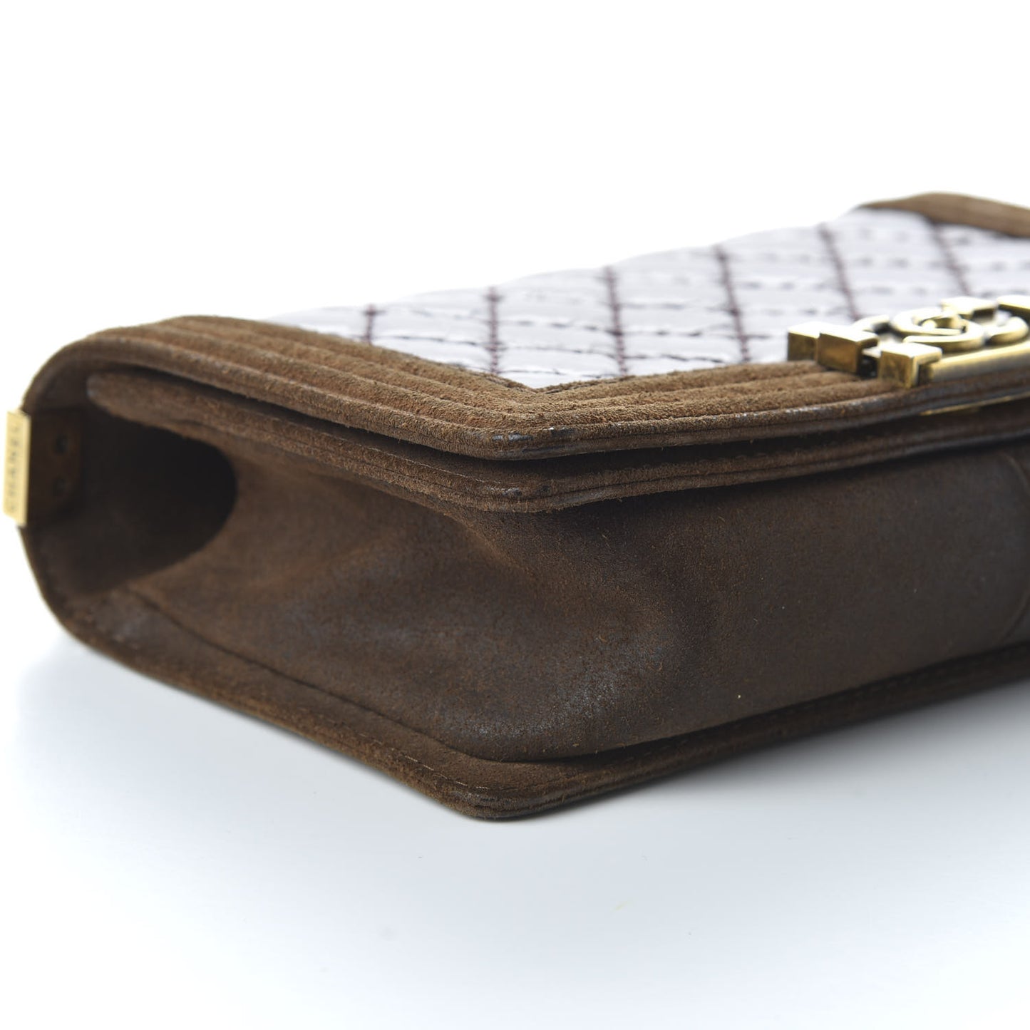 Aged Calfskin Nubuck Quilted Medium Boy Flap Burgundy