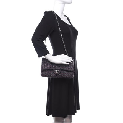Chanel Tweed Quilted Medium Double Flap Purple 2 of 10