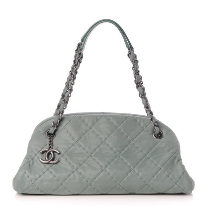 Chanel Iridescent Calfskin Medium Just Mademoiselle Bowler Green 1 of 11