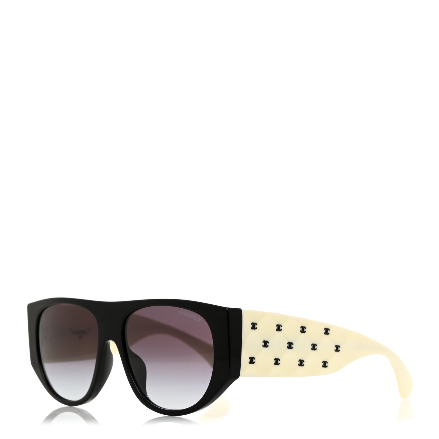 Acetate Quilted CC Pilot Sunglasses 71465 White Black