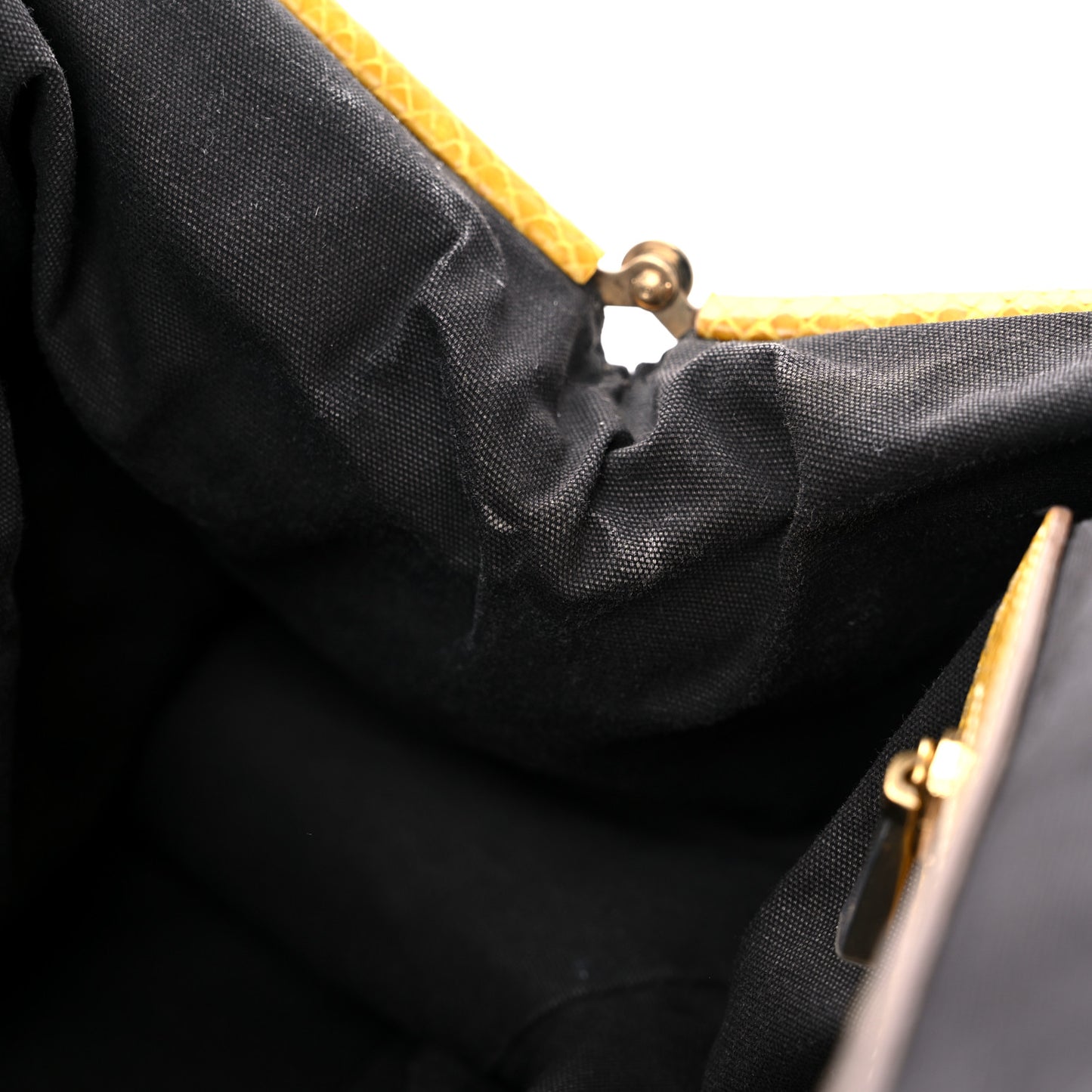 Python Embossed Calfskin Quilted Studded Stam Yellow