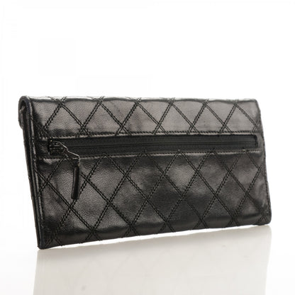 Chanel Lambskin Diamond Stitched Long Flap Wallet Black 3 of 8