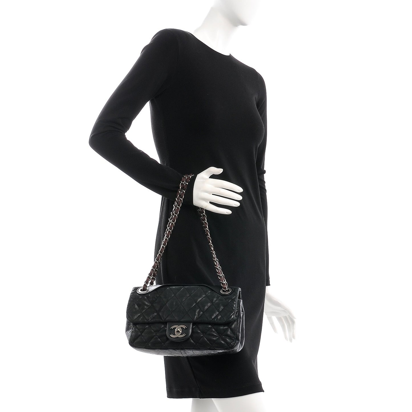 Iridescent Calfskin Medium In The Mix Flap Black