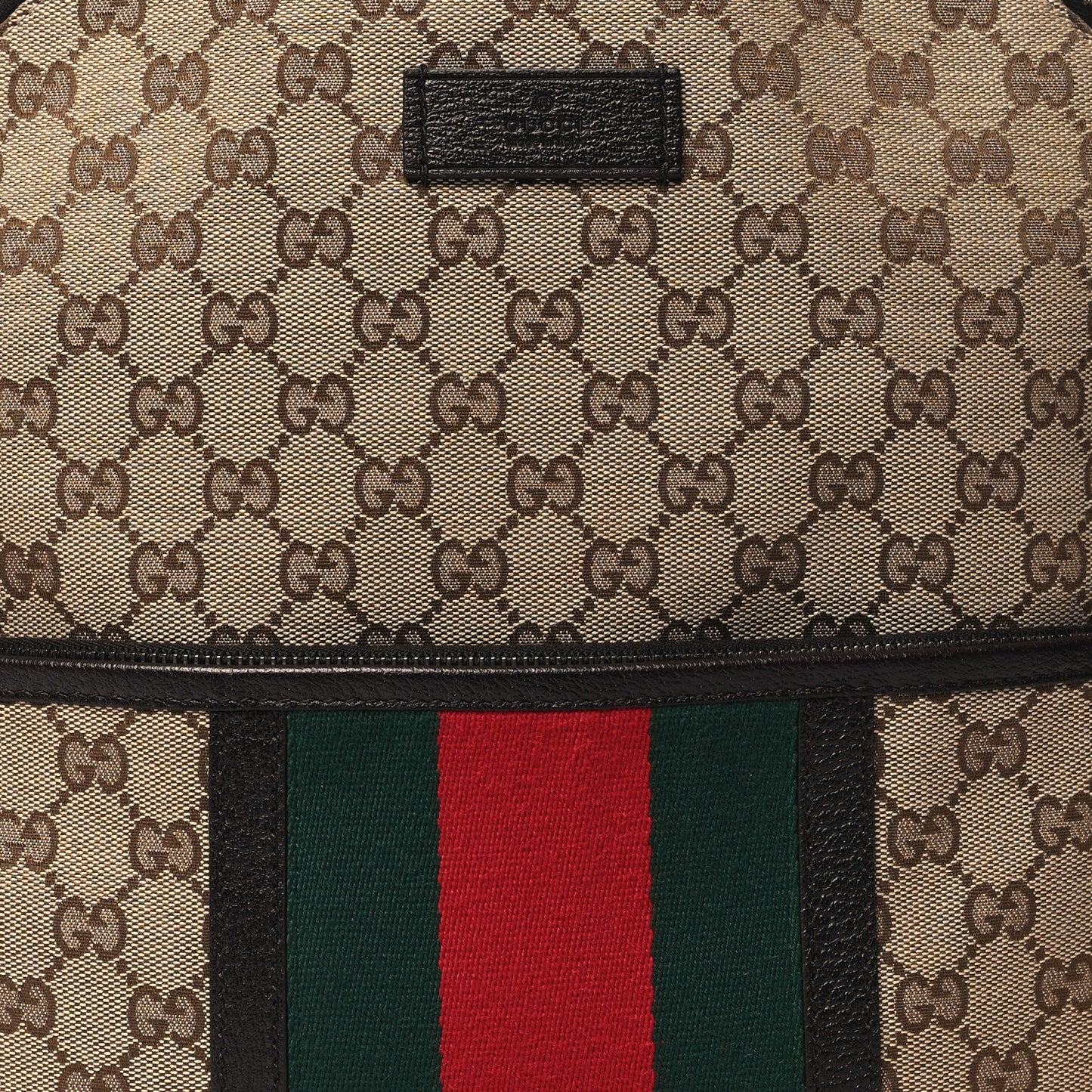 GG Monogram Web Medium Classic Backpack Brown