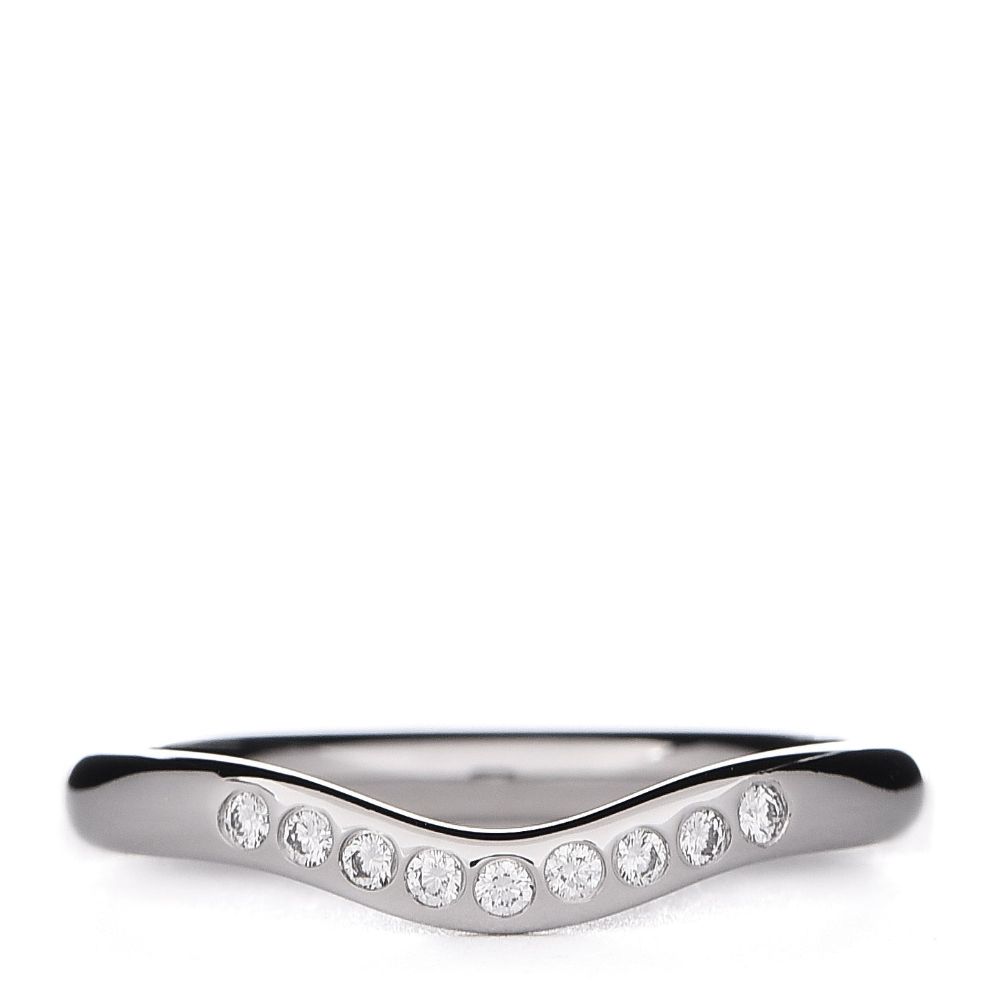 Platinum Diamond Elsa Peretti Curved Wedding Band Ring 48 4.5