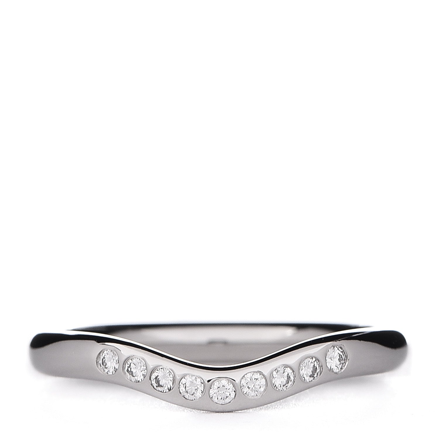 Tiffany Platinum Diamond Elsa Peretti Curved Wedding Band Ring 48 4.5 1 of 5
