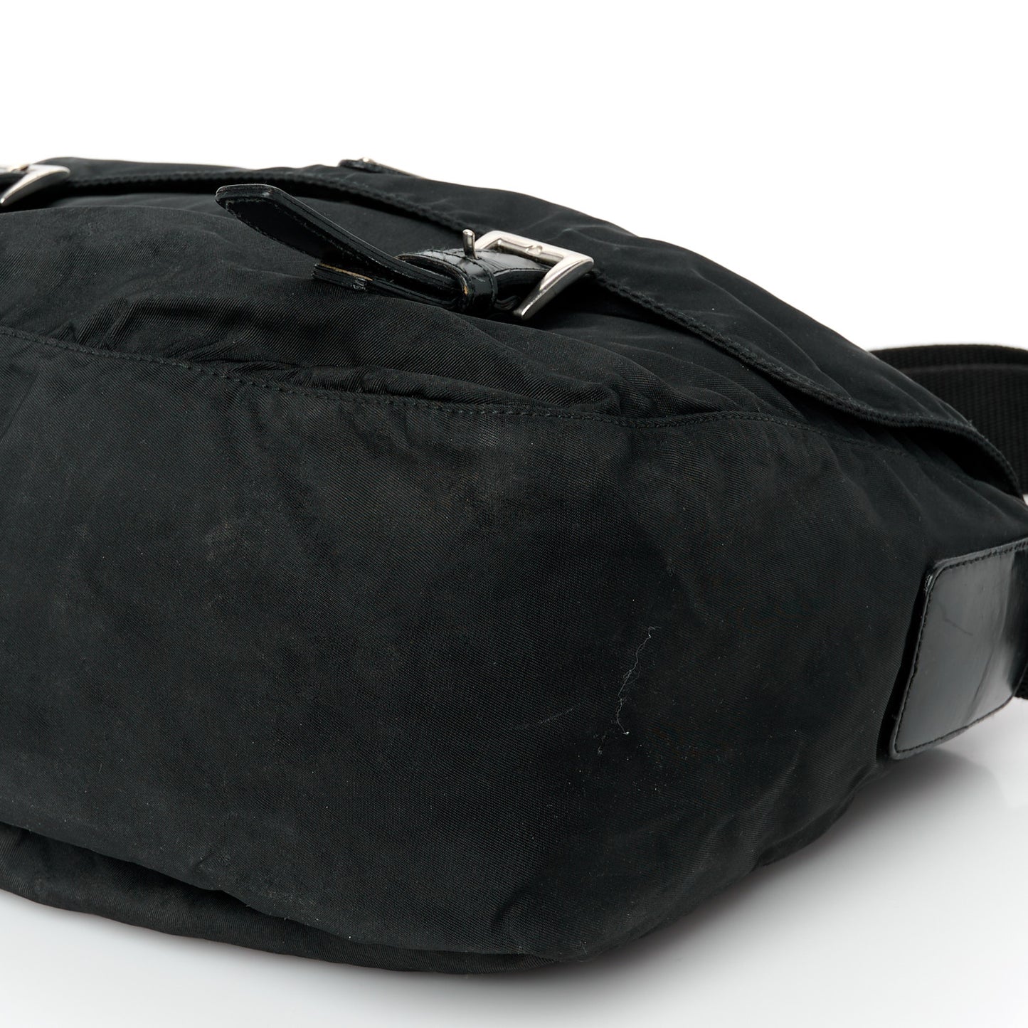 Nylon Soft Calfskin Vela Messenger Bag Black