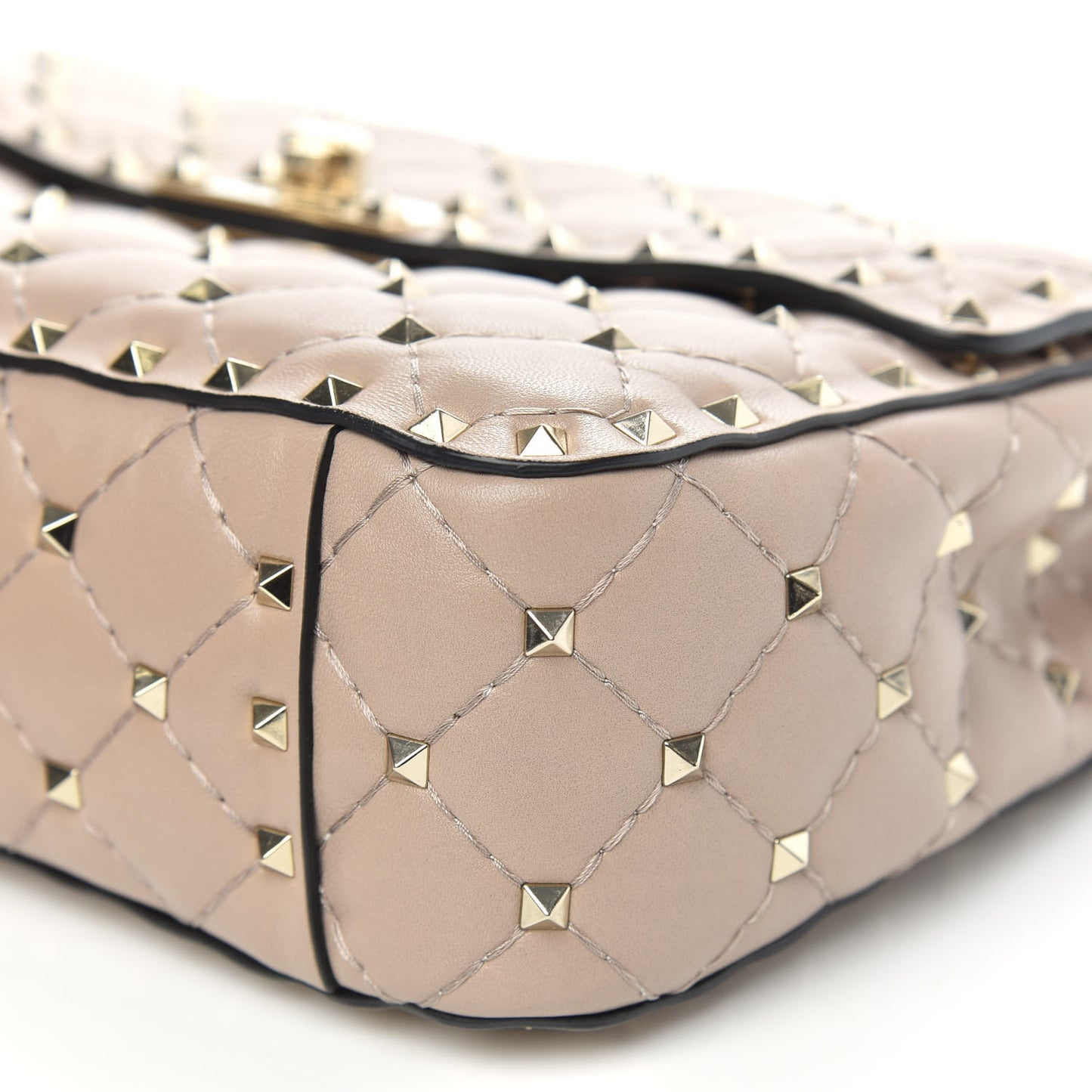 Lambskin Medium Rockstud Spike Shoulder Bag Poudre