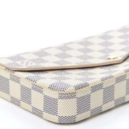 Louis Vuitton Damier Azur Pochette Felicie Chain Wallet Rose Ballerine 5 of 10