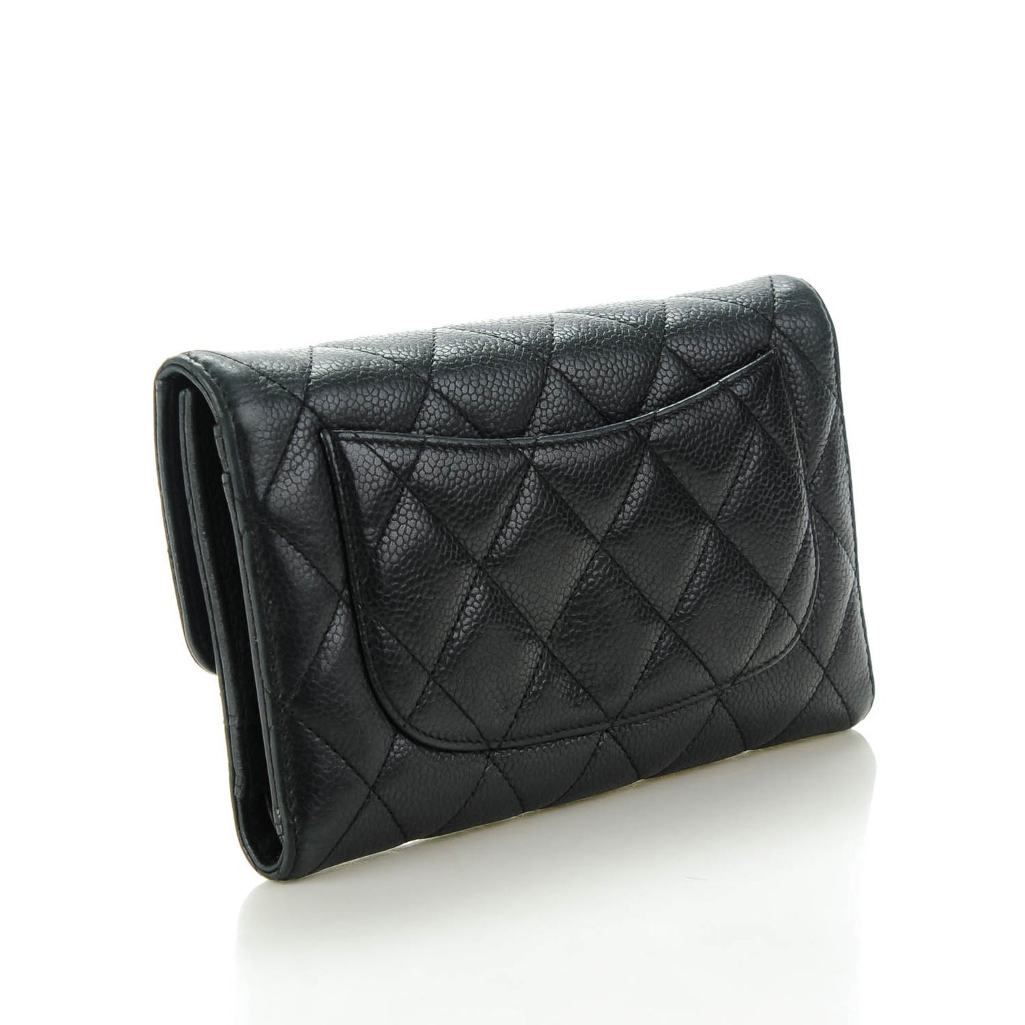 Caviar Quilted Large Flap Wallet Black