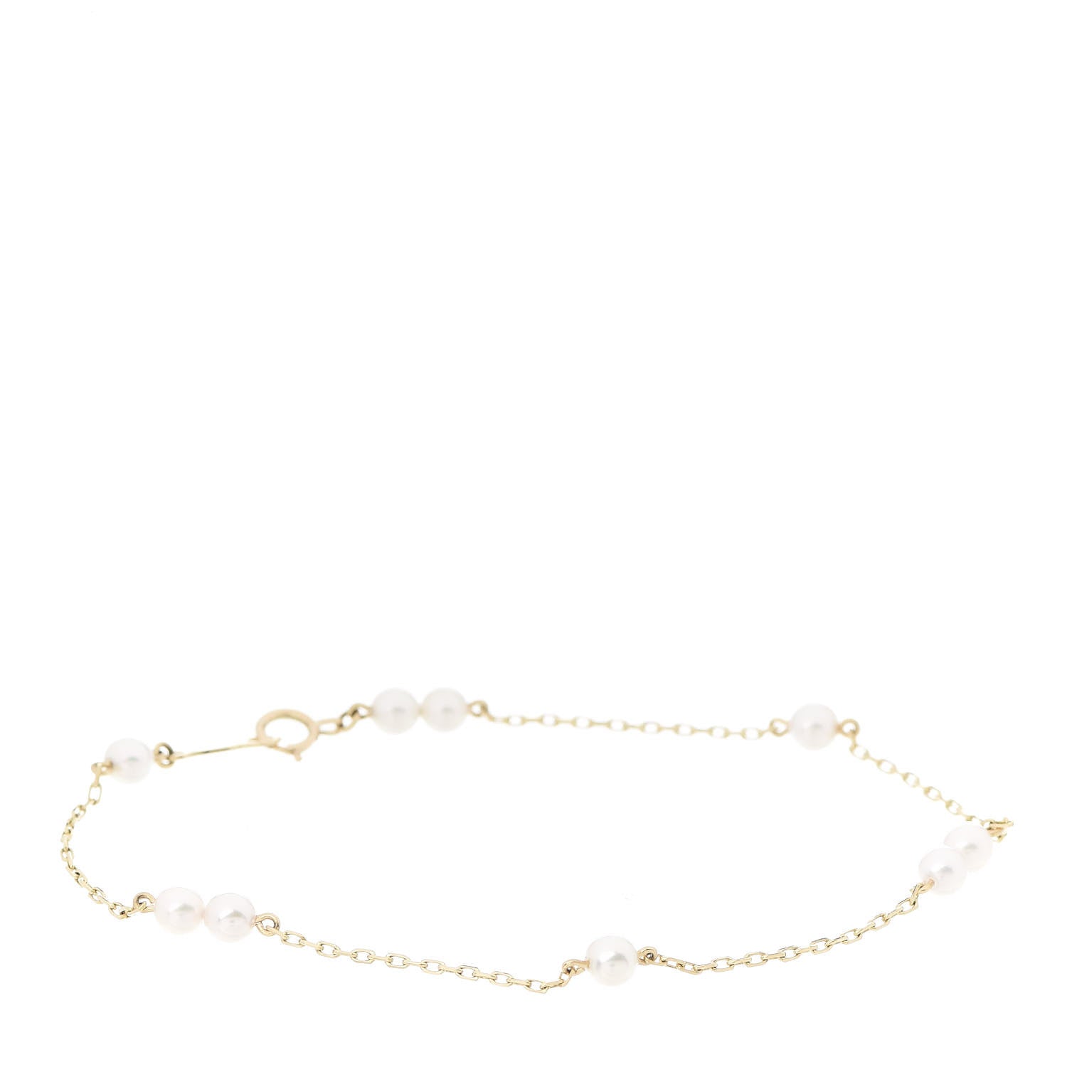 Mikimoto 18K Yellow Gold Akoya Pearl 3.5-4mm Station Bracelet 1 of 4