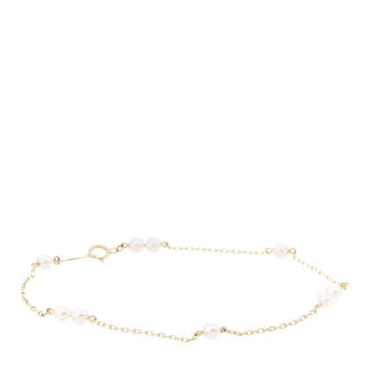 Mikimoto 18K Yellow Gold Akoya Pearl 3.5-4mm Station Bracelet 1 of 4