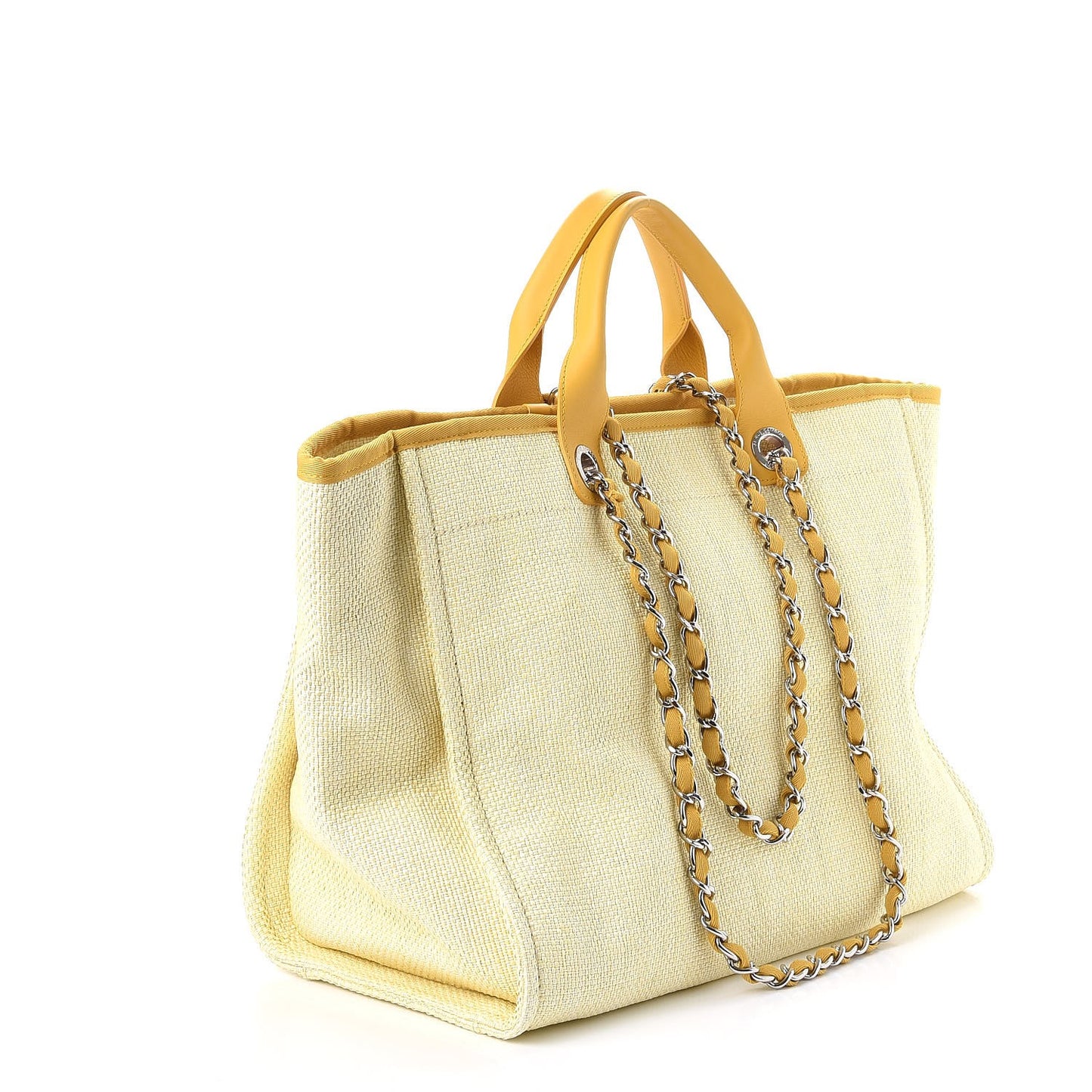 Woven Straw Raffia Large Deauville Tote Yellow