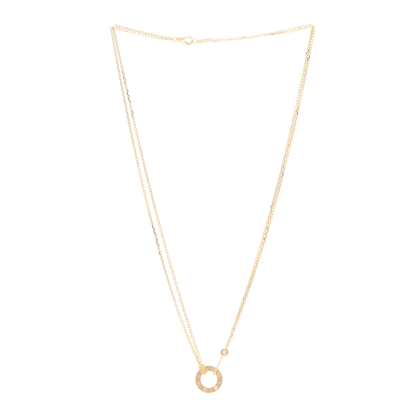 18K Yellow Gold 2 Diamond LOVE Necklace