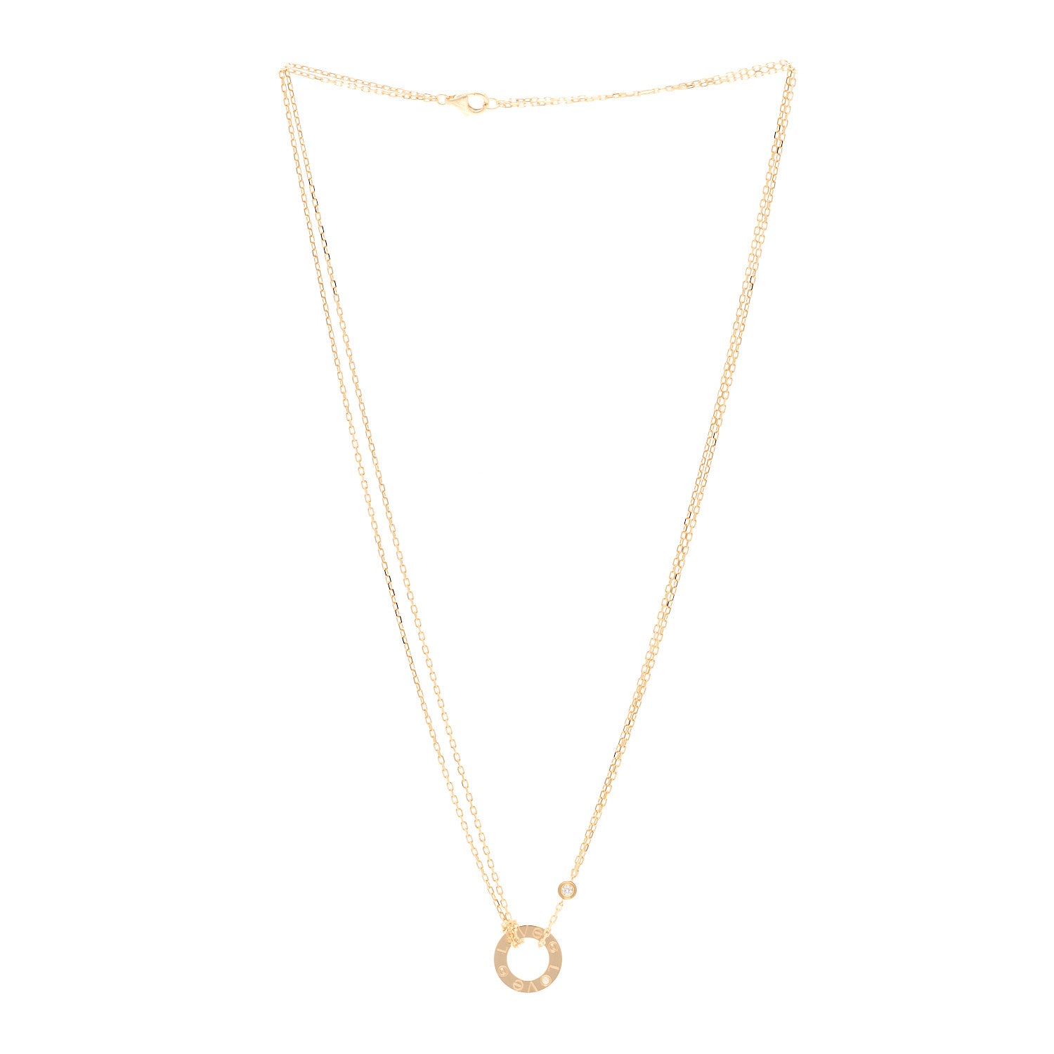 Cartier 18K Yellow Gold 2 Diamond LOVE Necklace 3 of 5