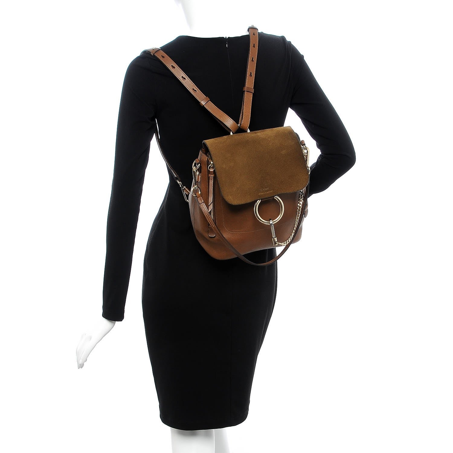 Chloe Suede Calfskin Medium Faye Backpack Woody Khaki 2 of 12