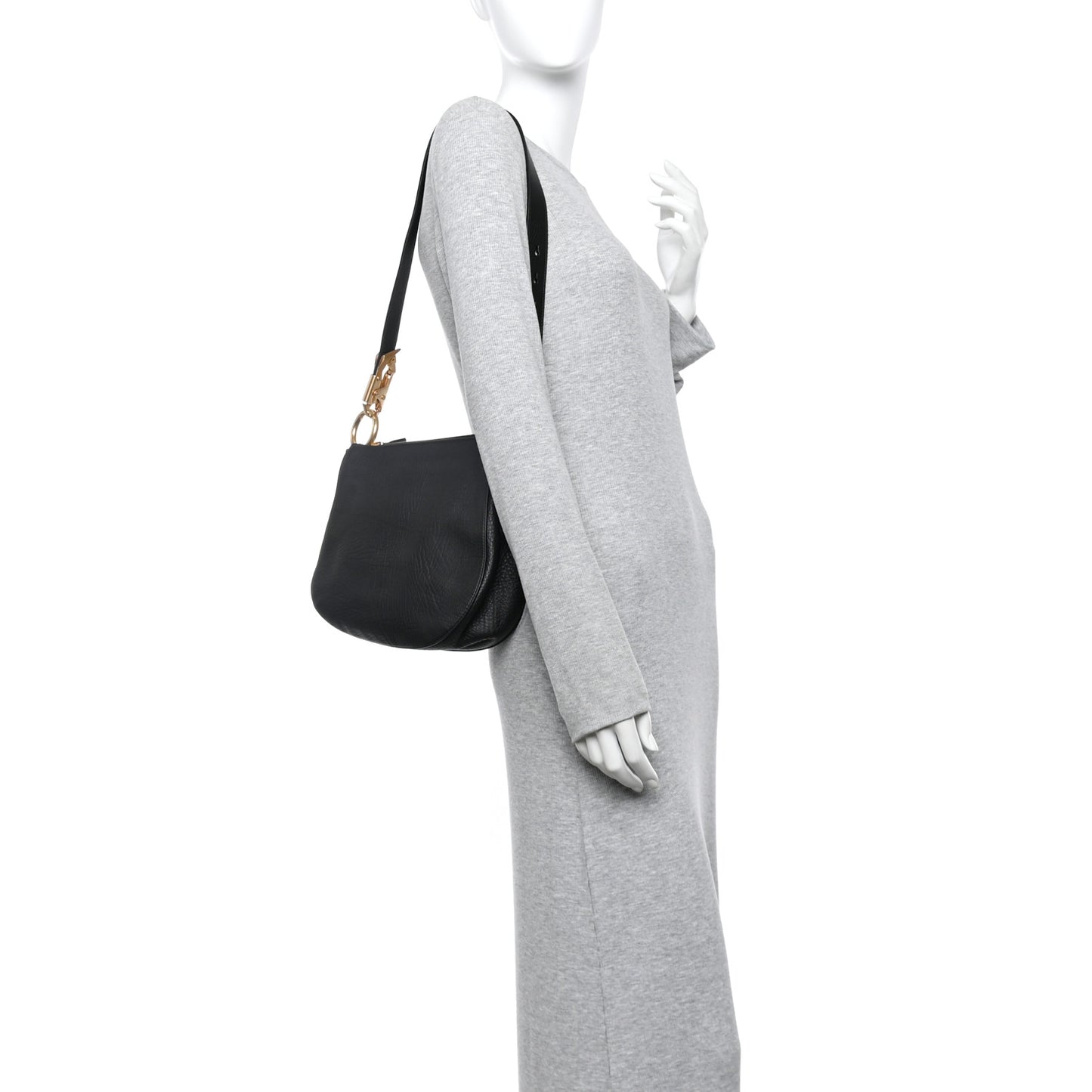 Grainy Calfskin Small Knight Bag Black