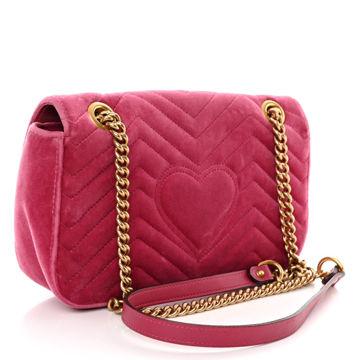 Gucci Velvet Matelasse Small GG Marmont Shoulder Bag Light Raspberry Rose 3 of 10