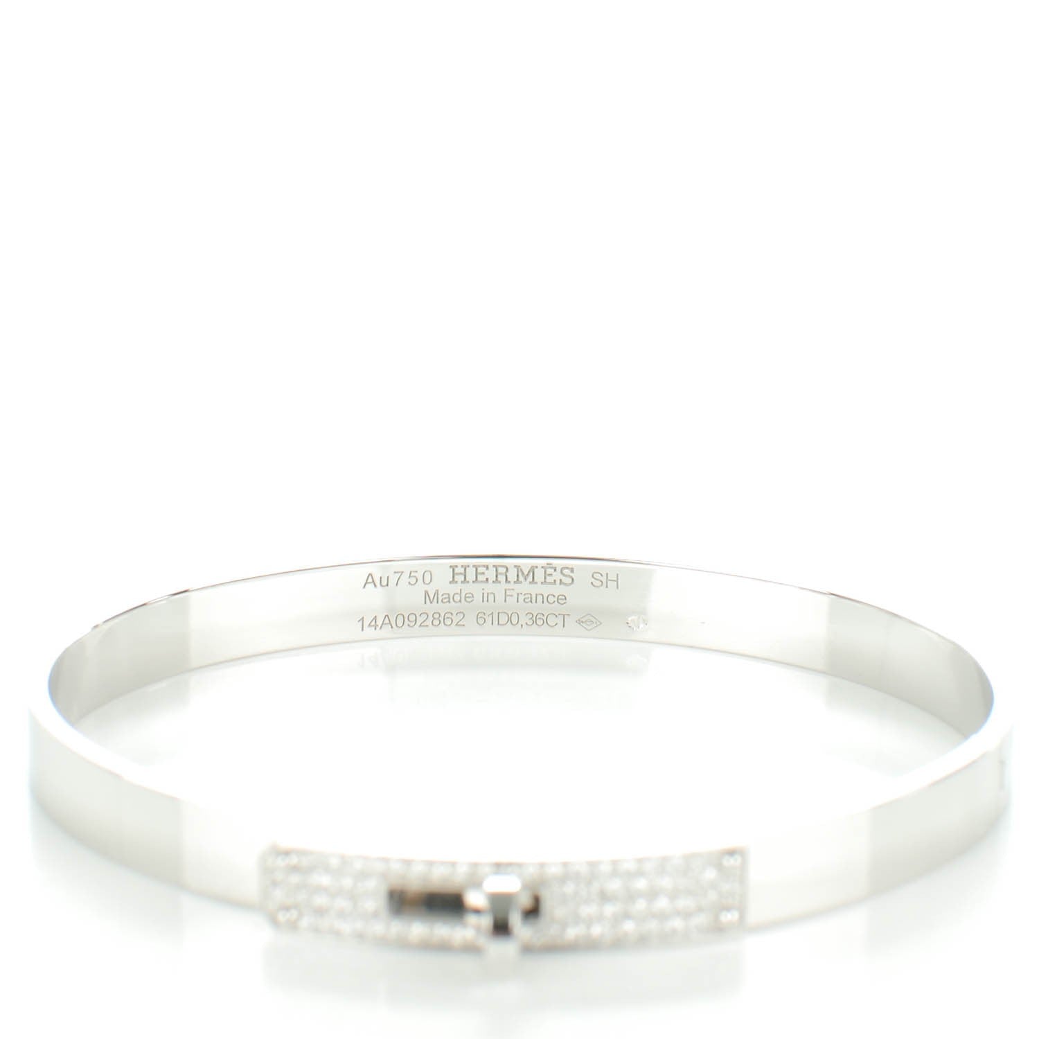 Hermes 18K White Gold Diamond PM Kelly Pave Bracelet SH 3 of 6