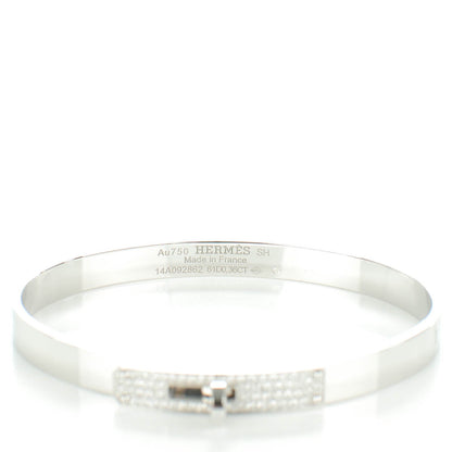 Hermes 18K White Gold Diamond PM Kelly Pave Bracelet SH 3 of 6
