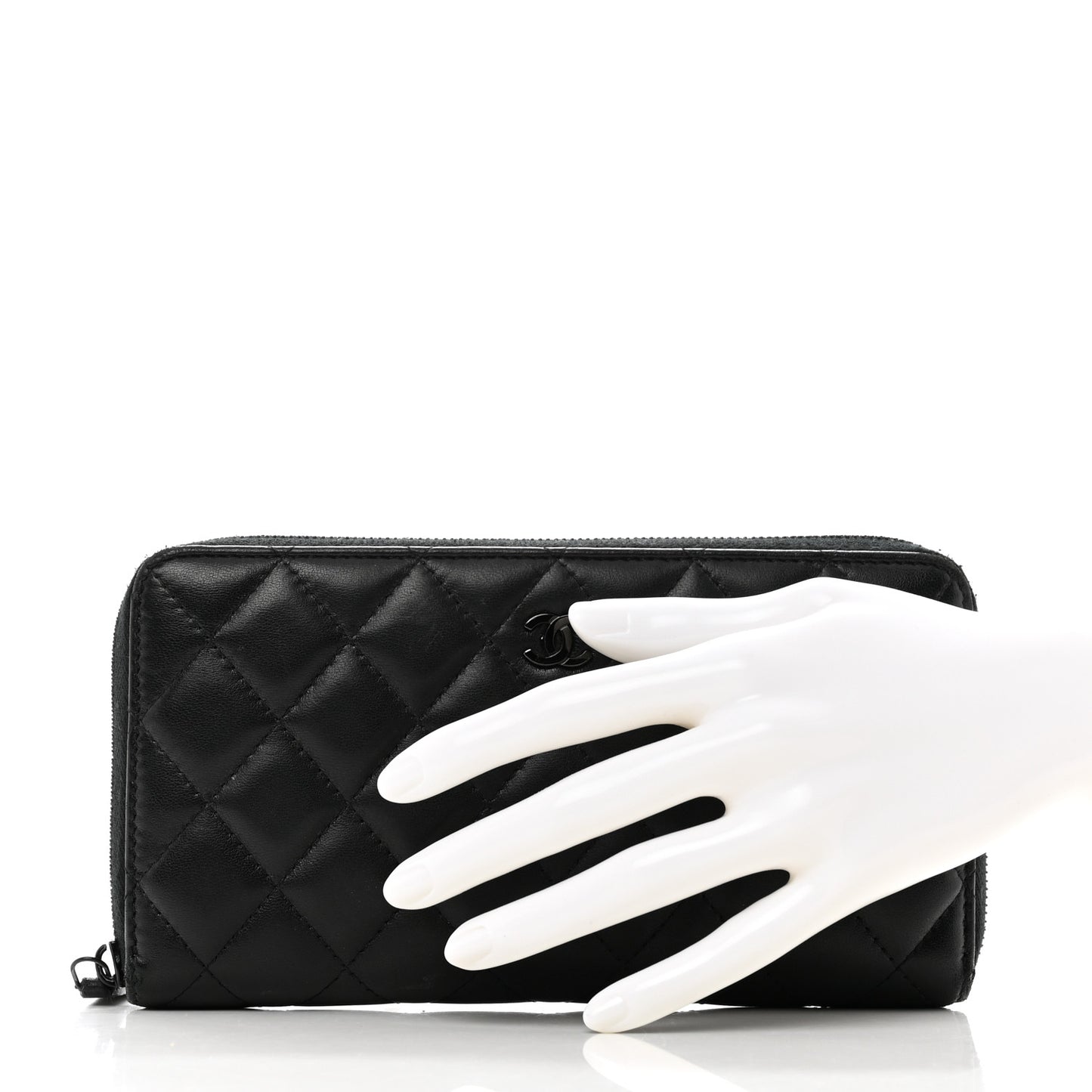 Lambskin Quilted Large Gusset Zip Around Wallet So Black