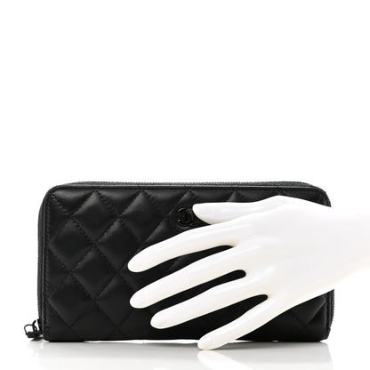 Chanel Lambskin Quilted Large Gusset Zip Around Wallet So Black 2 of 13