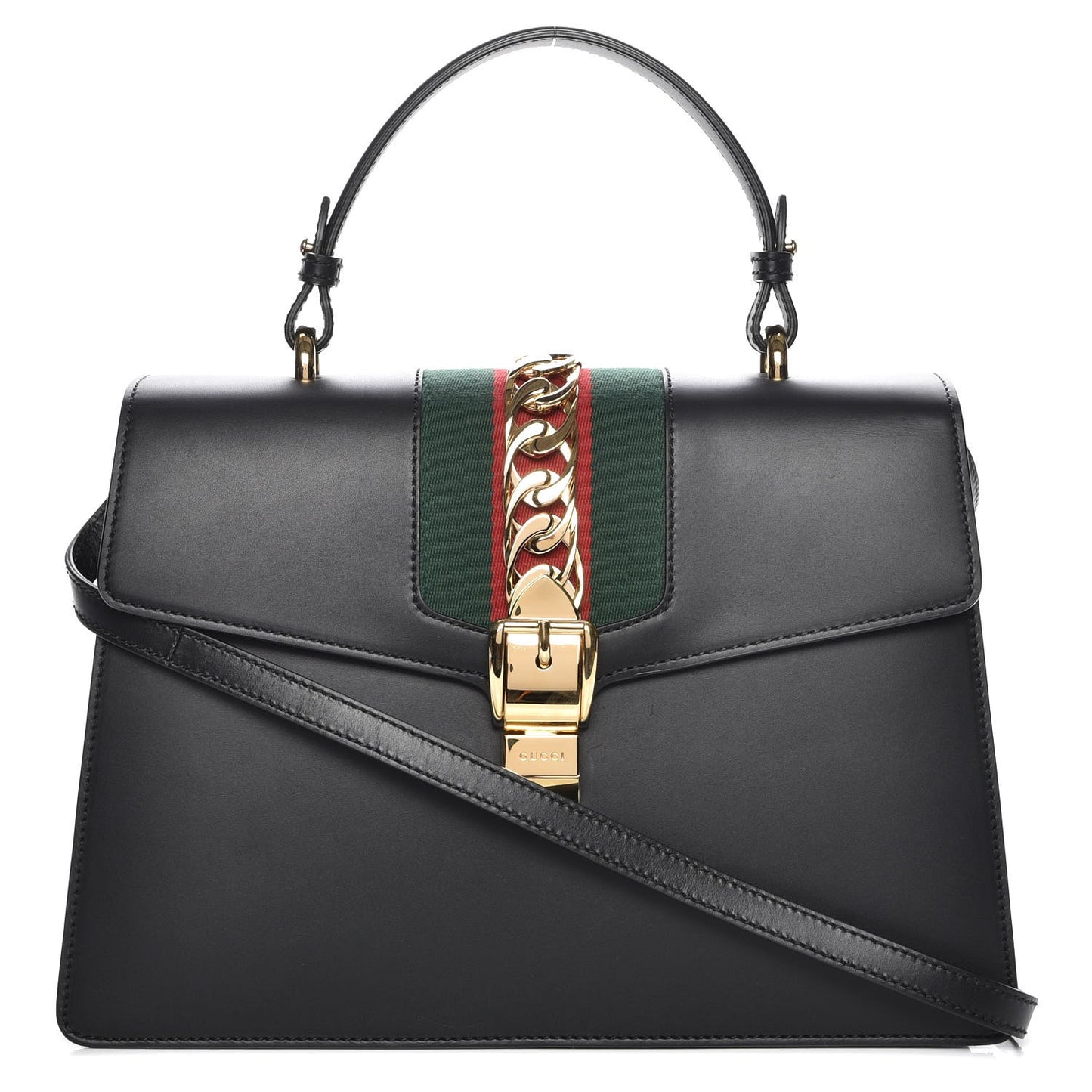 Calfskin Medium Sylvie Top Handle Bag Black