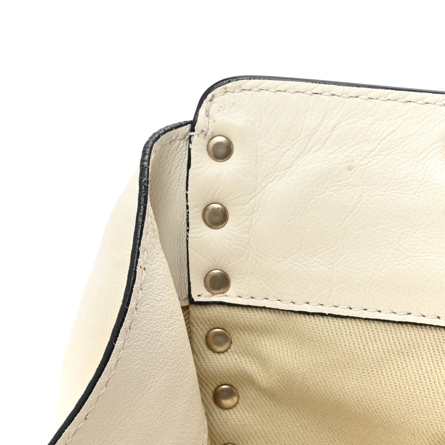 VALENTINO GARAVANI Vitello Medium Rockstud Tote Ivory
