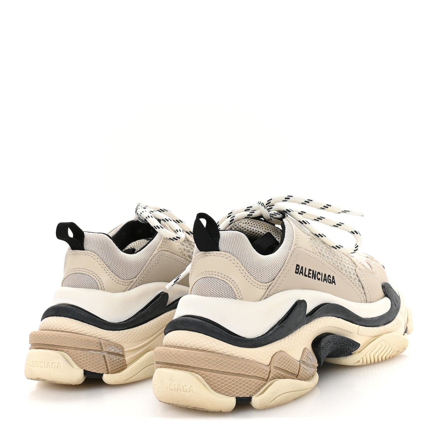 Fabric Mesh Womens Triple S Sneakers 36 Beige Black