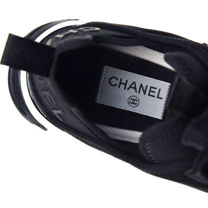 Chanel Velvet Calfskin Mixed Fibers CC Sneakers 37.5 Black 8 of 10