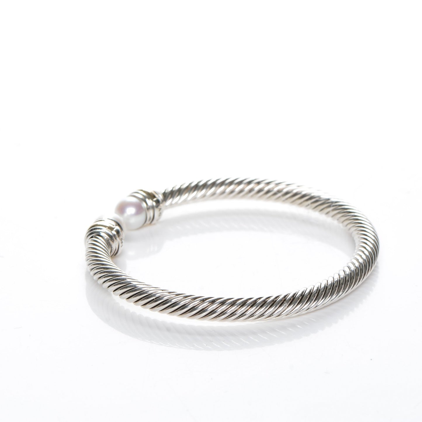 Sterling Silver 14K Yellow Gold Pearl 5mm Cable Classics Bracelet