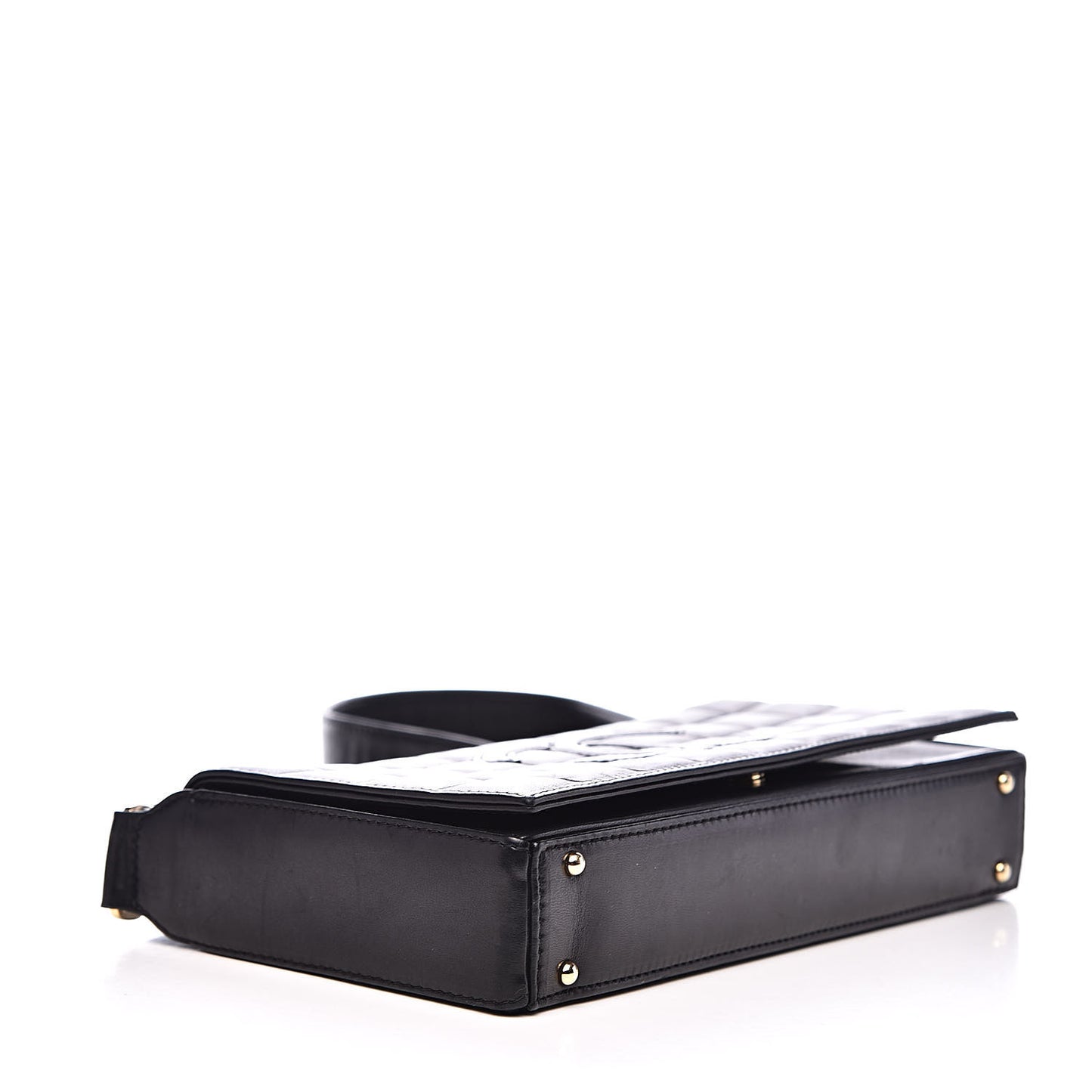 Lambskin Quilted CC Chocolate Bar Flap Black
