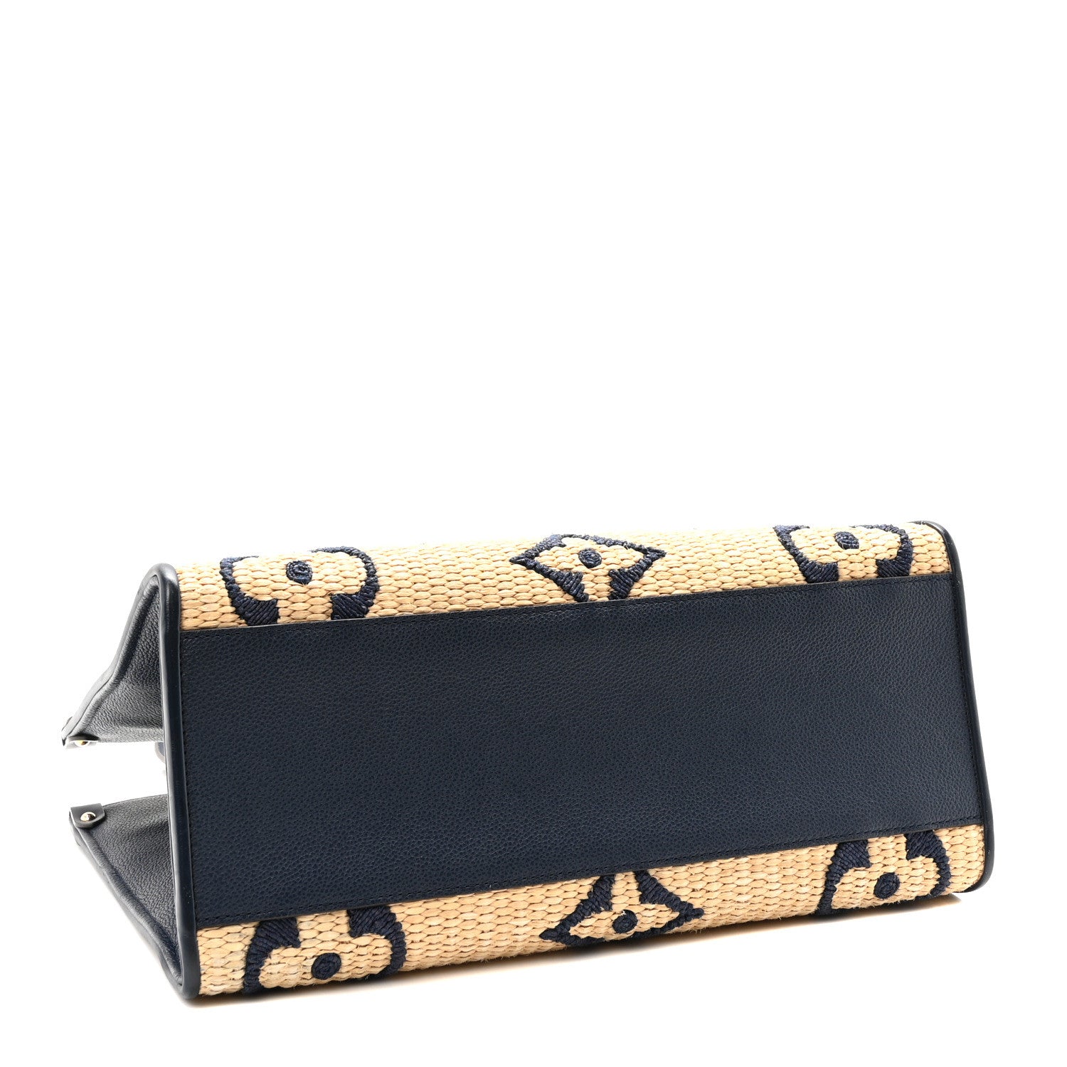 Louis Vuitton Raffia Calfskin Monogram Giant Onthego MM Blue 4 of 9