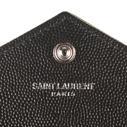 Saint Laurent Grain De Poudre Matelasse Chevron Monogram Envelope Chain Wallet Coal 6 of 7