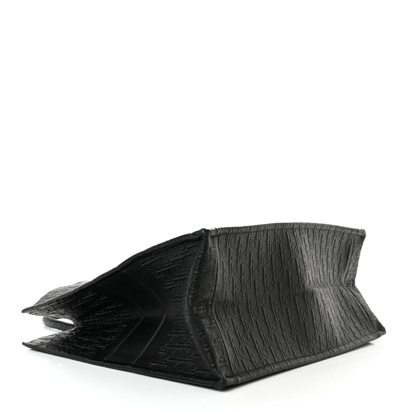 Oblique Calfskin Embossed Large Book Tote Black