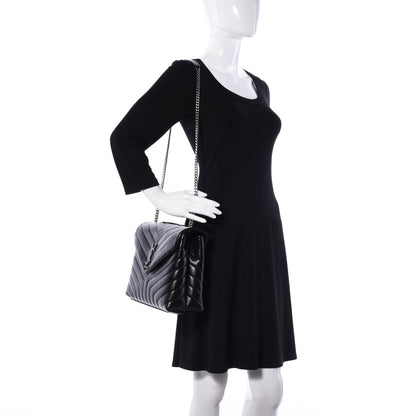 Saint Laurent Calfskin Y Quilted Monogram Medium Loulou Chain Satchel Black 2 of 20