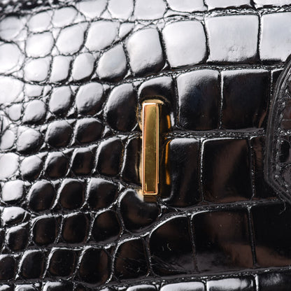 Hermes Shiny Porosus Crocodile Birkin 35 Black 23 of 41