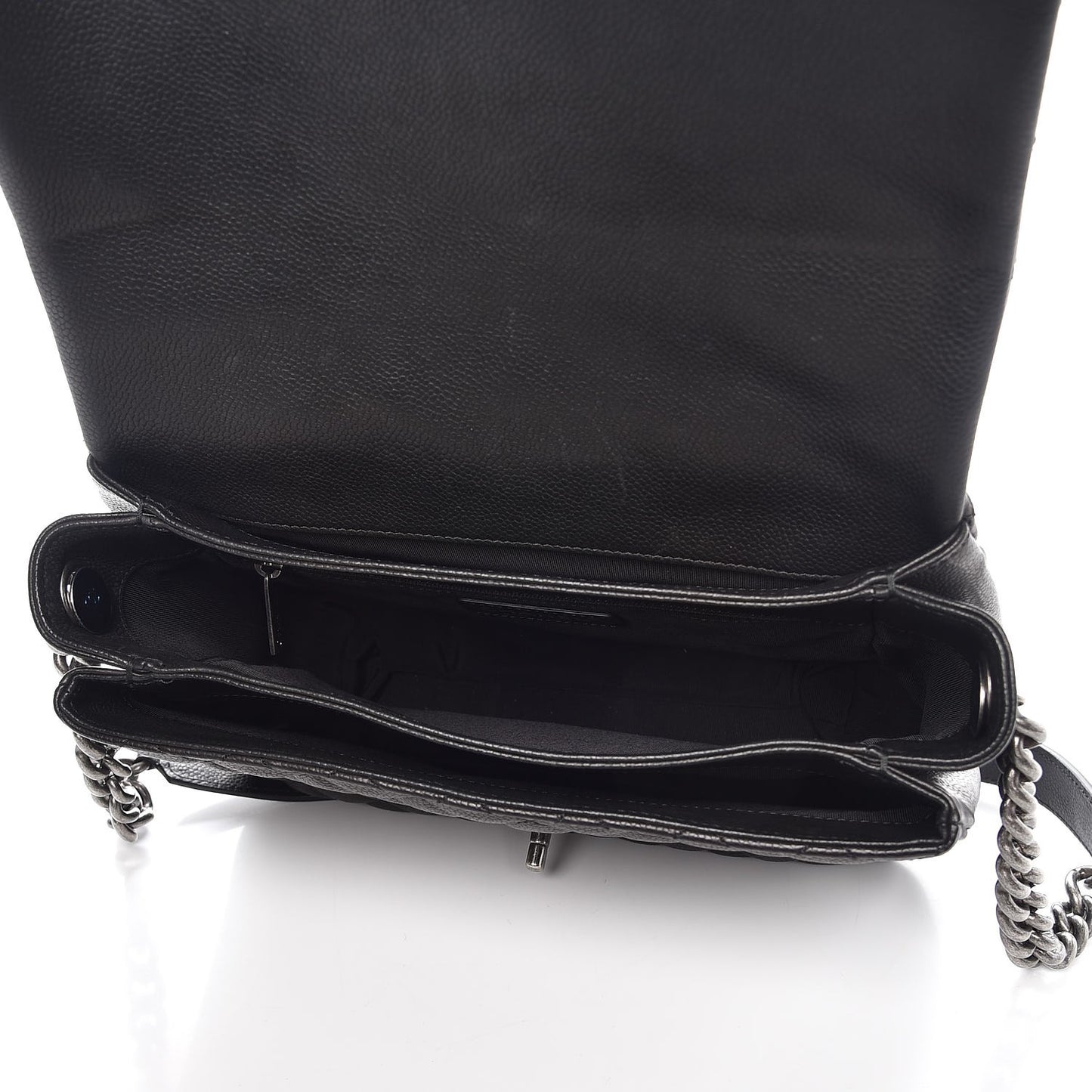 Caviar Quilted Medium Rock In Rome Single Flap Black