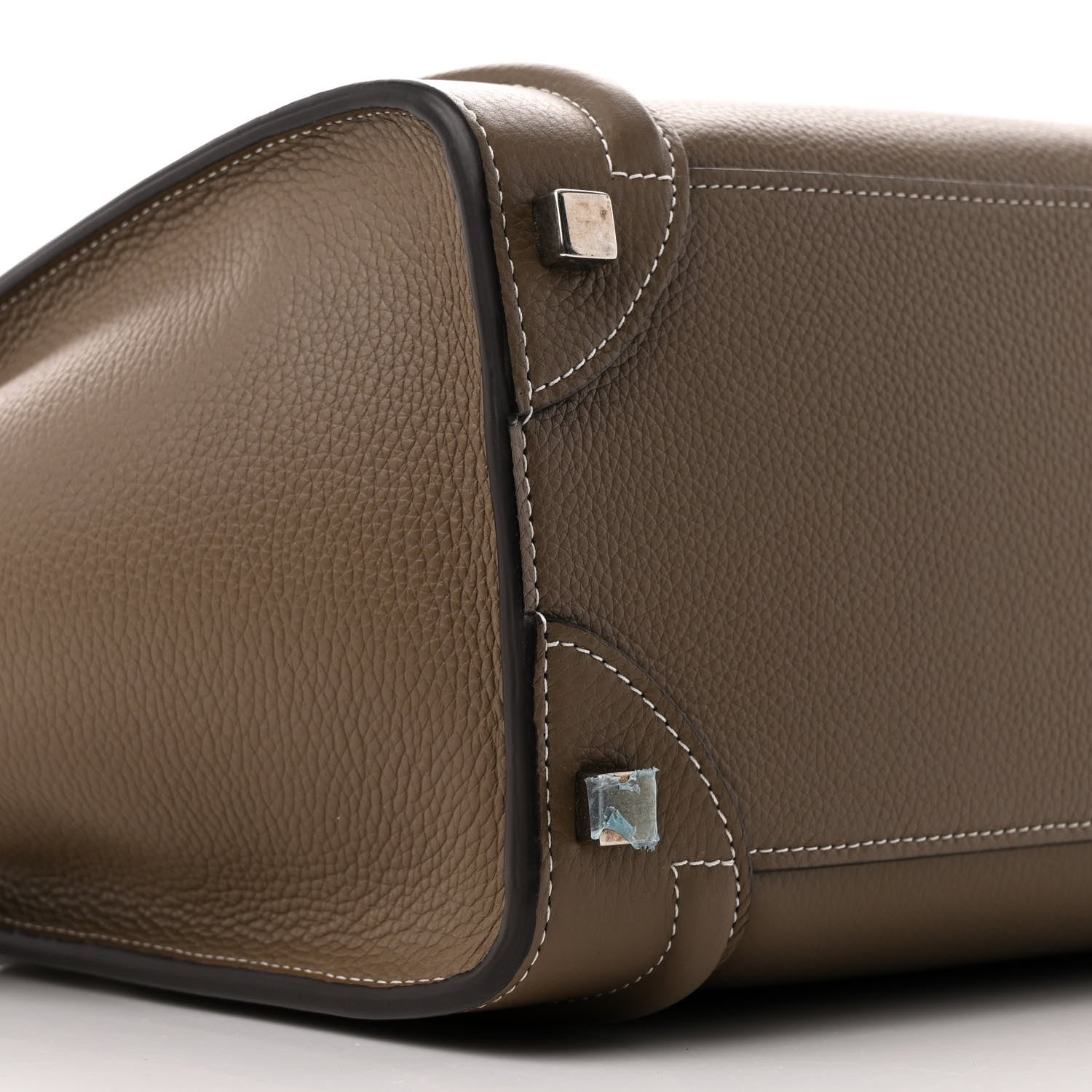 Celine Drummed Calfskin Micro Luggage Souris 8 of 10